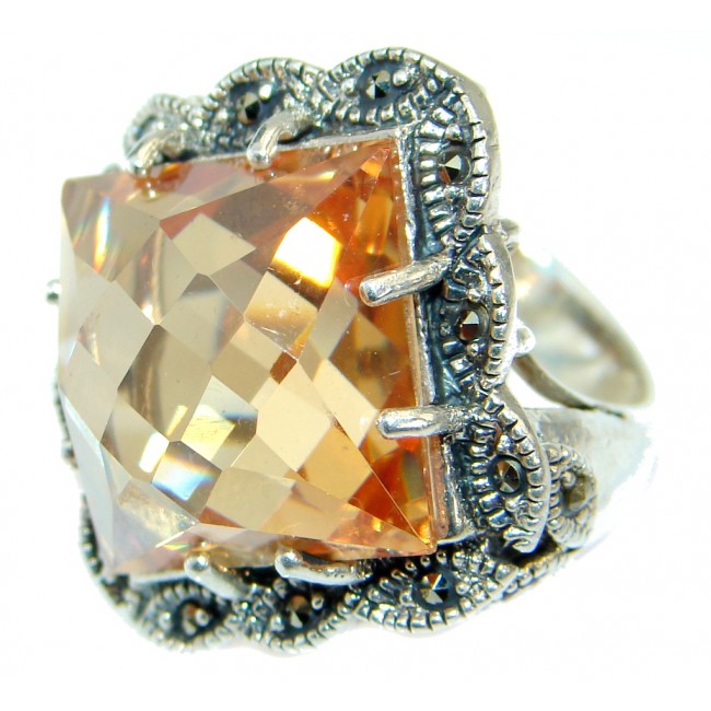 Baroque Style Golden Topaz Sterling Silver .925 Ring size 6