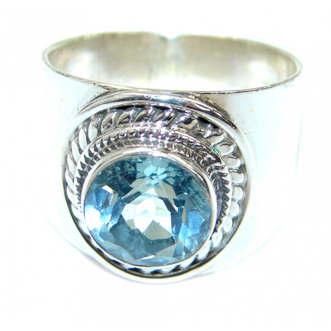 Energazing Swiss Blue Topaz .925 Sterling Silver handmade Ring size 10
