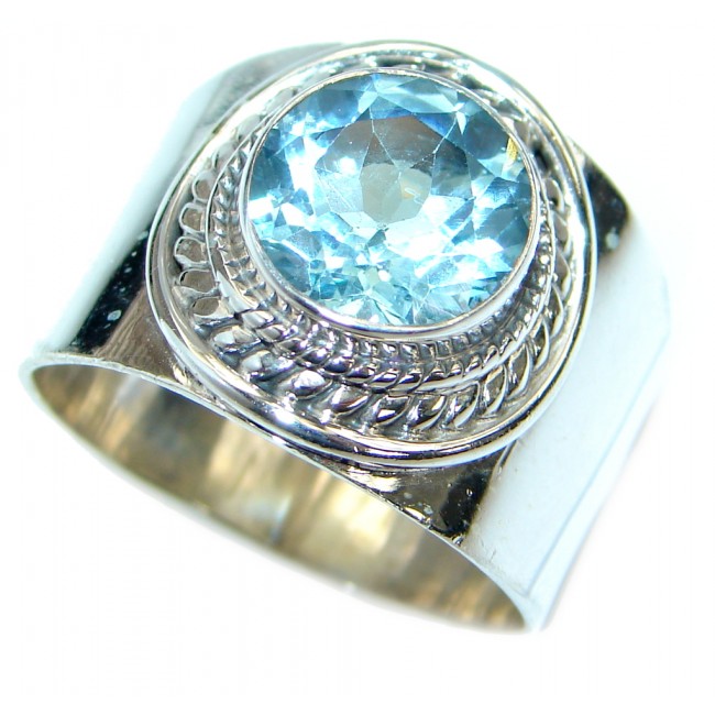 Energazing Swiss Blue Topaz .925 Sterling Silver handmade Ring size 10