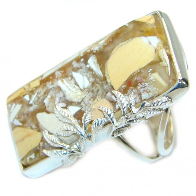 Flawless Australian Bracciated Mookaite Sterling Silver Ring size 7 adjustable