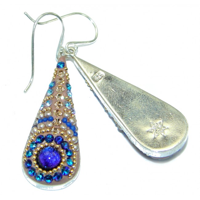 Handcrafted In Mexico Dichroic Glass .925 Sterling Silver earrings