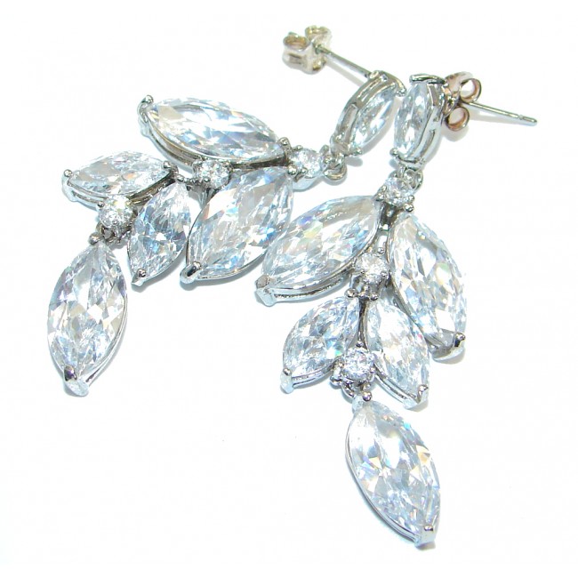 White Cubic Zirconia .925 Sterling Silver handmade stud earrings