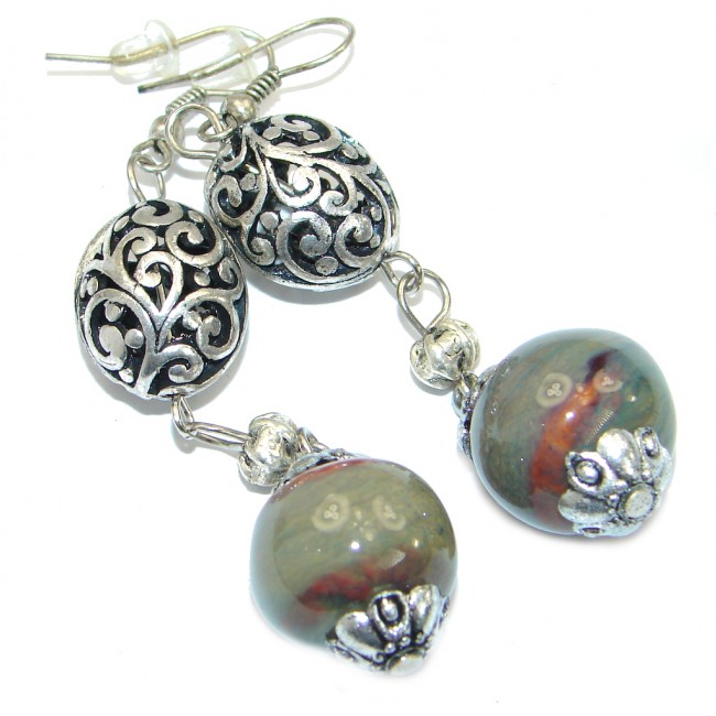 Authentic Moss Agate .925 Sterling Silver handmade earrings