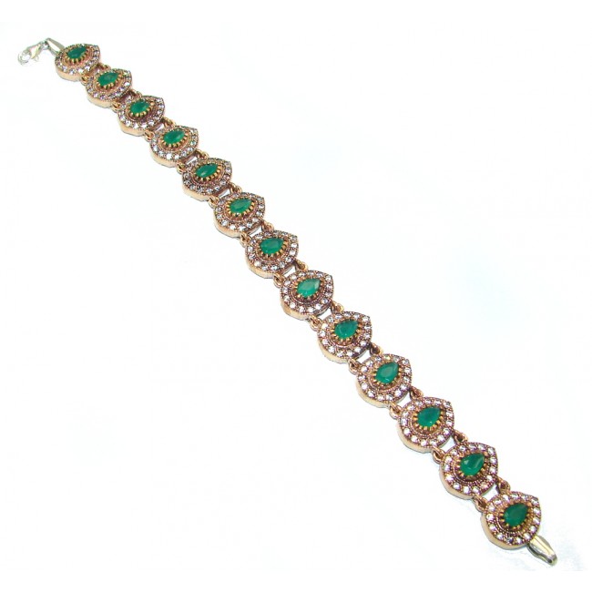 Flawless created Emerald Gold Rhodium plated over Sterling Silver Bracelet