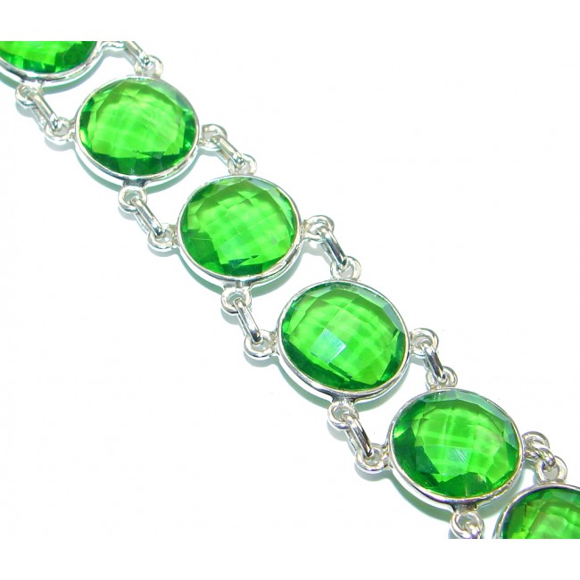 Vintage Designs Green Quartz .925 Sterling Silver handmade Bracelet