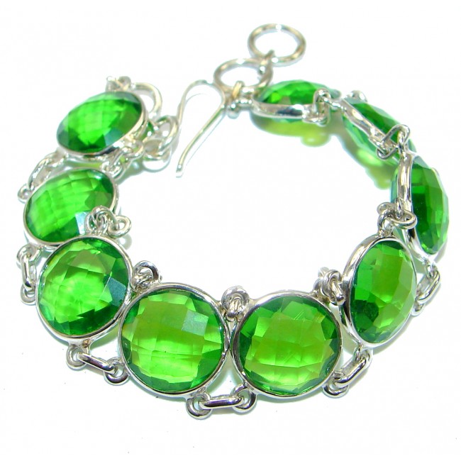 Vintage Designs Green Quartz .925 Sterling Silver handmade Bracelet
