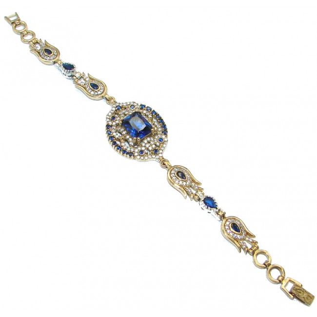Flawless Faceted created Sapphire .925 Sterling Silver Bracelet