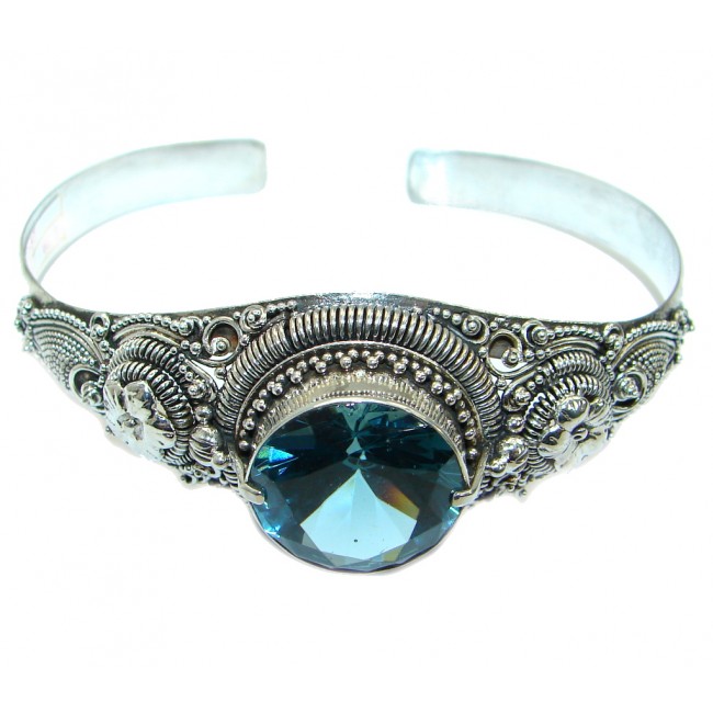 Genuine London Blue Topaz .925 Sterling Silver handmade Bracelet Cuff
