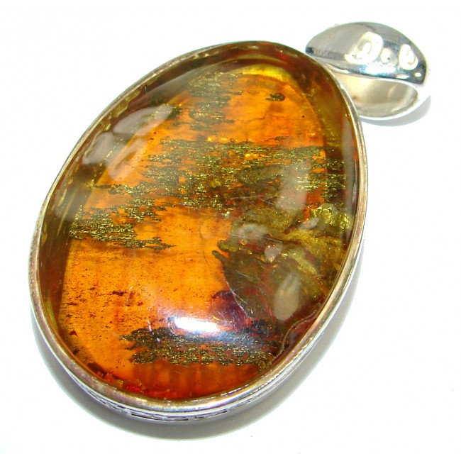 Incredible natural Baltic Amber .925 Sterling Silver handmade Pendant