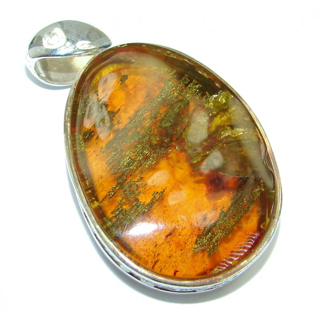Incredible natural Baltic Amber .925 Sterling Silver handmade Pendant