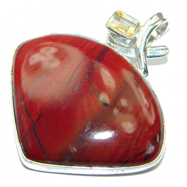 Fabulous Red Jasper oxidized .925 Sterling Silver handmade Pendant