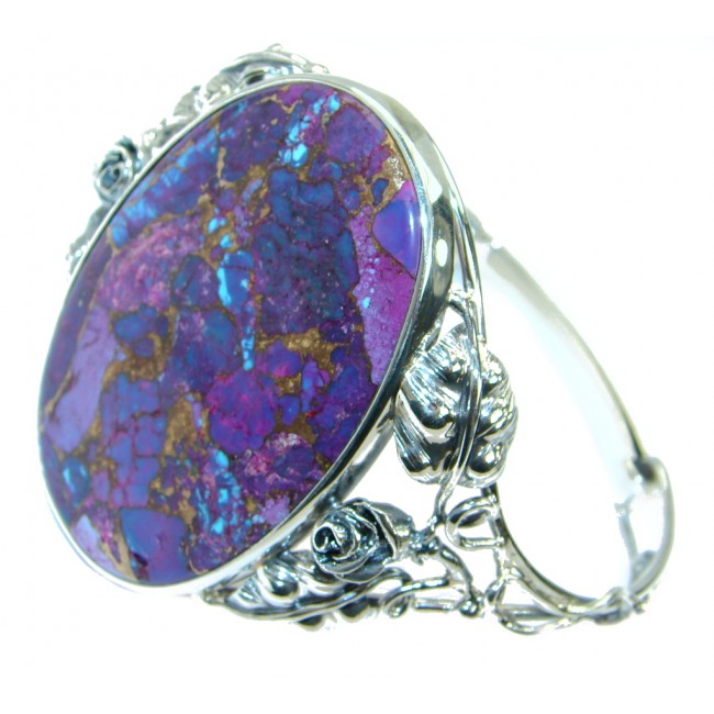 Large Handcrafted Purple Turquoise .925 Sterling Silver Bracelet / Cuff
