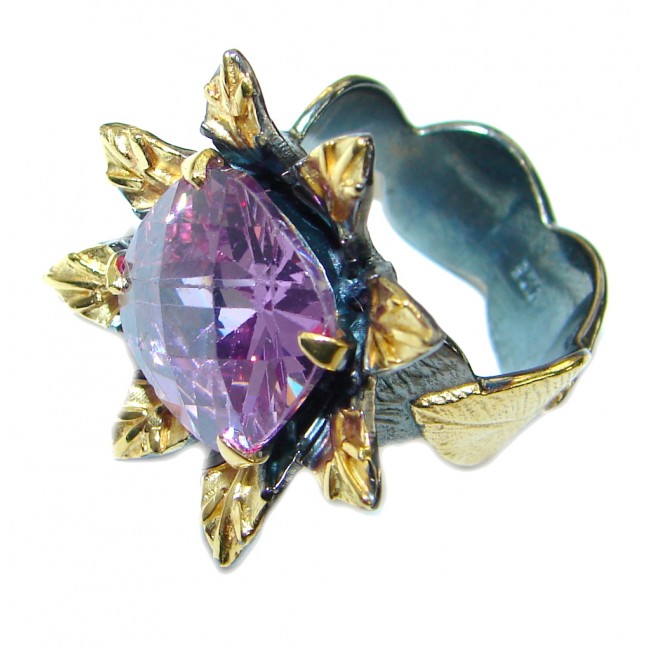 Magic purple Cubic Zirconia .925 Sterling Silver handmade Ring s. 8