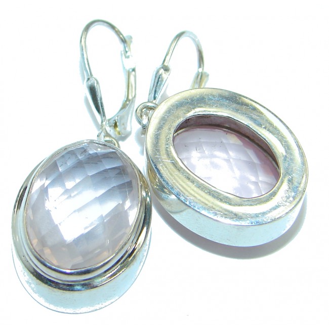 Pink Rose Quartz .925 Sterling Silver handmade earrings