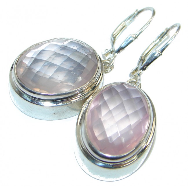 Pink Rose Quartz .925 Sterling Silver handmade earrings
