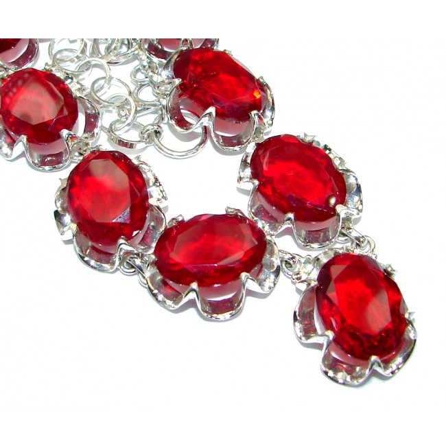 Bohemian Style One of the kind Red Quartz Sterling Silver handmade necklace
