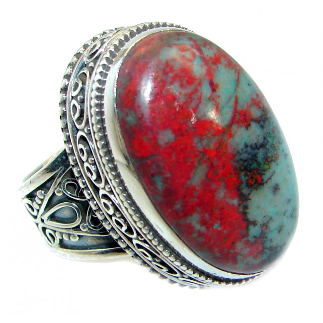 Perfect Sonora Jasper .925 Sterling Silver handcrafted Ring size 6 1/2