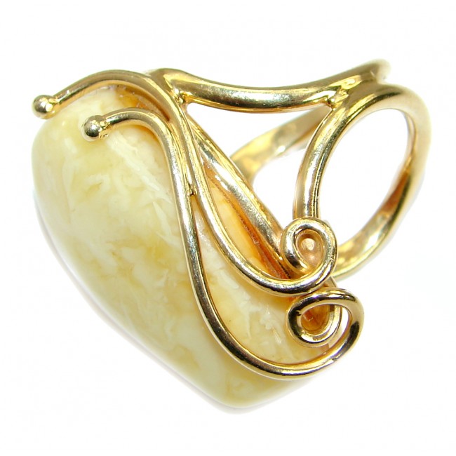 Genuine Butterscotch Baltic Polish Amber Gold over .925 Sterling Silver handmade Ring size 7 adjustable