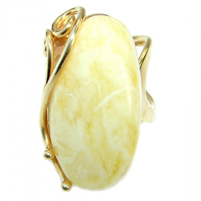 Genuine Butterscotch Baltic Polish Amber Gold over .925 Sterling Silver handmade Ring size 7 adjustable