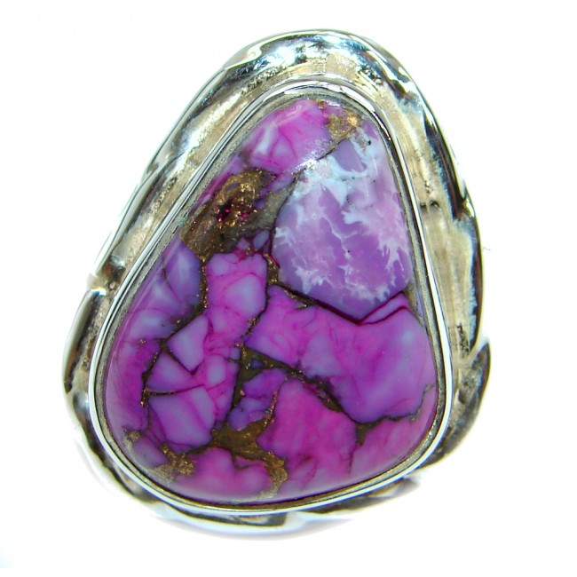 Copper Purple Turquoise .925 Sterling Silver handmade Ring s. 6 1/4