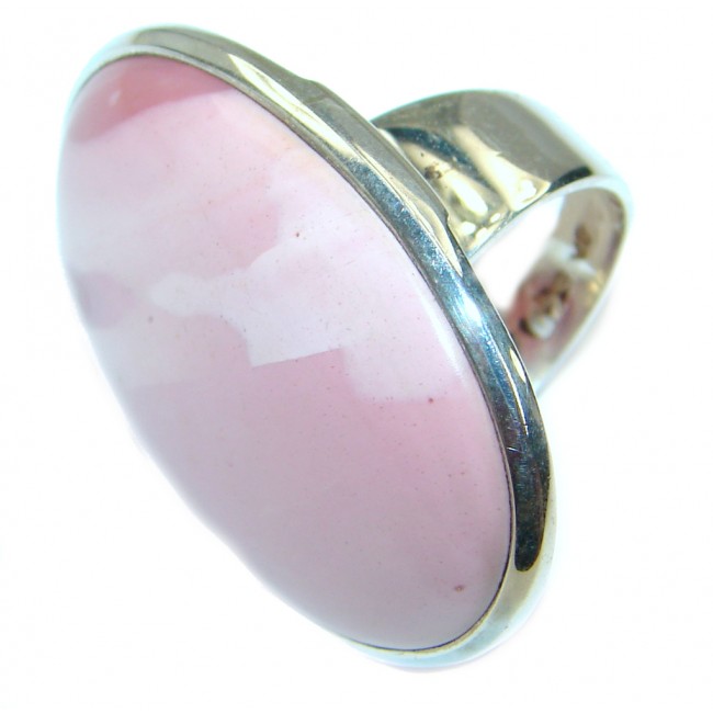 Authentic Pink Opal Sterling Silver handmade Ring s. 7 3/4
