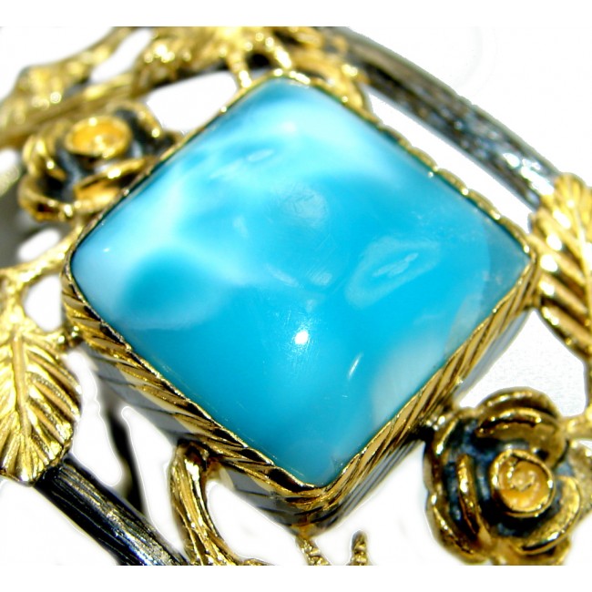 Blue Harmony genuine Larimar .925 Sterling Silver handcrafted Bracelet / Cuff