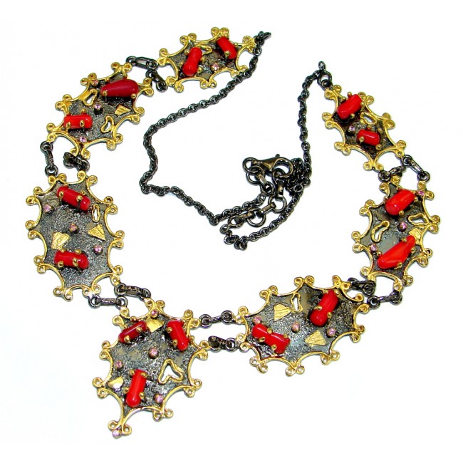 Genuine Fossilized Coral Gold plated over .925 Sterling Silver handmade necklace