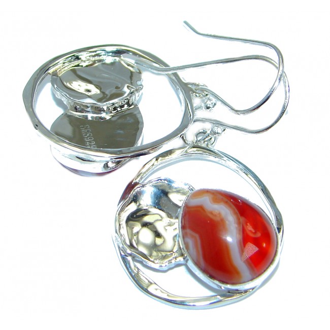 Exclusive Crazy Lace Agate .925 Sterling Silver earrings / Long