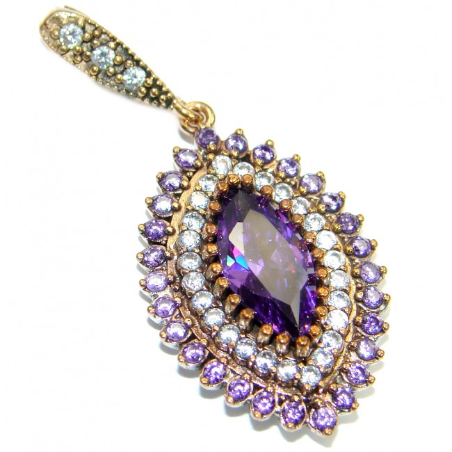Victorian Style created Amethyst .925 Sterling Silver Pendant