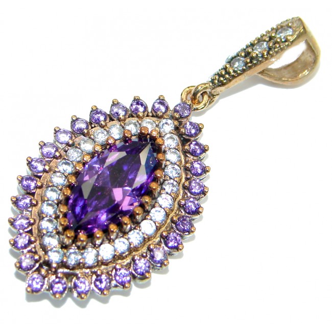 Victorian Style created Amethyst .925 Sterling Silver Pendant