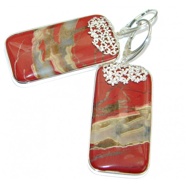 Bohemian Style Red Creek Jasper .925 Sterling Silver handcrafted Earrings