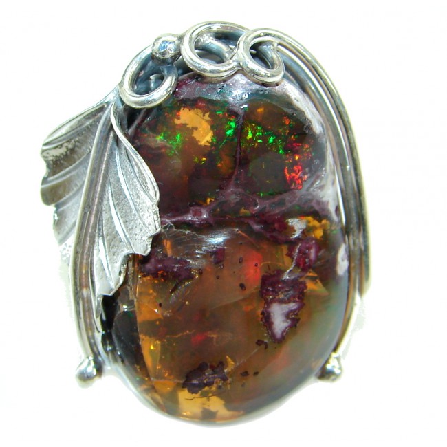Amazing Natural Fire Agate .925 Sterling Silver ring s. 8