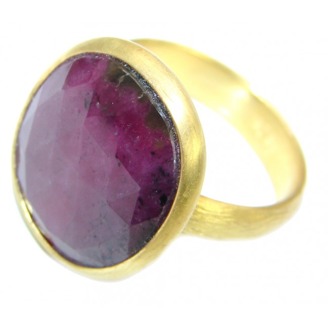 Energazing Ruby 18 ct Gold over .925 Sterling Silver ring; s. 7 adjustable