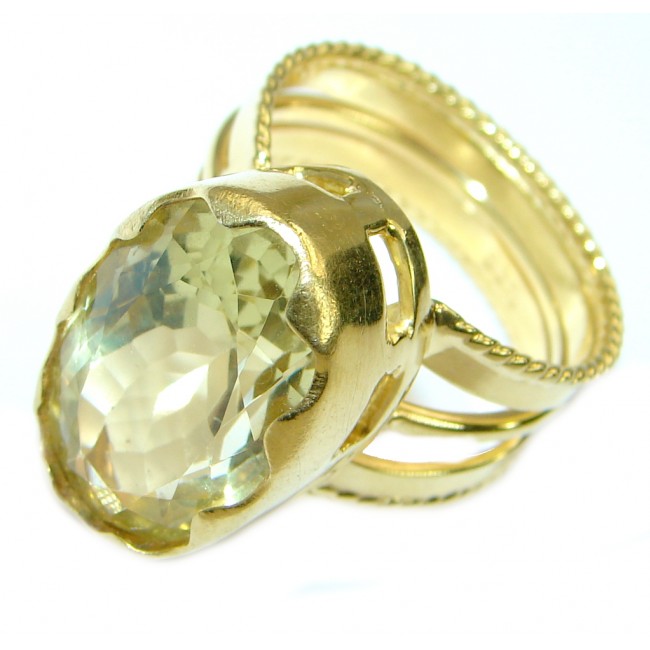 Great Energy Authentic Citrine Gold over .925 Sterling Silver Cocktail Ring size 7 adjustable
