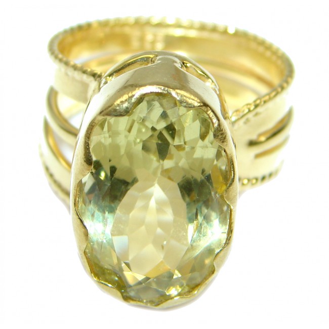 Great Energy Authentic Citrine Gold over .925 Sterling Silver Cocktail Ring size 7 adjustable