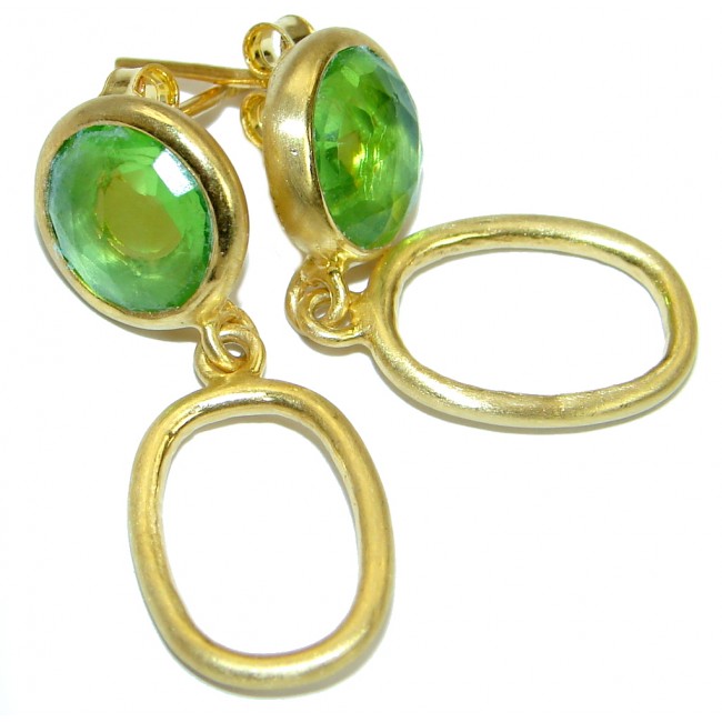 Authentic Peridot Gold over .925 Sterling Silver handmade earrings