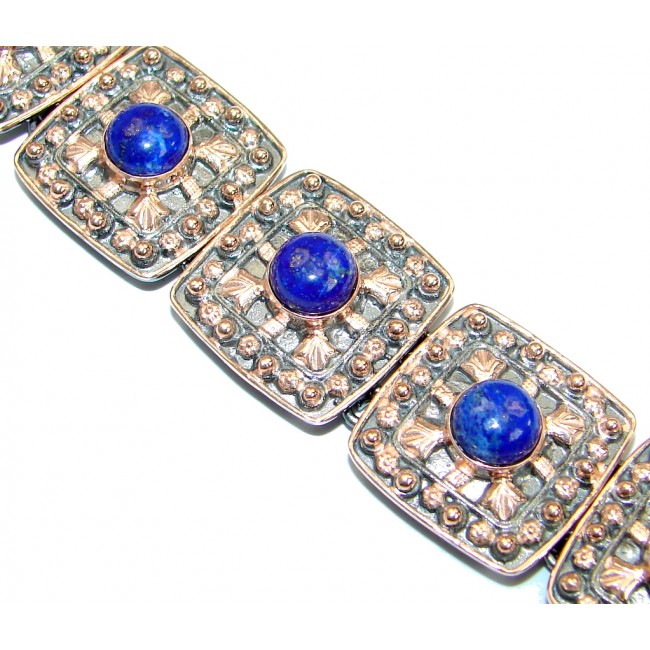 Vintage Design Lapis Lazuli .925 Sterling Silver handcrafted Bracelet