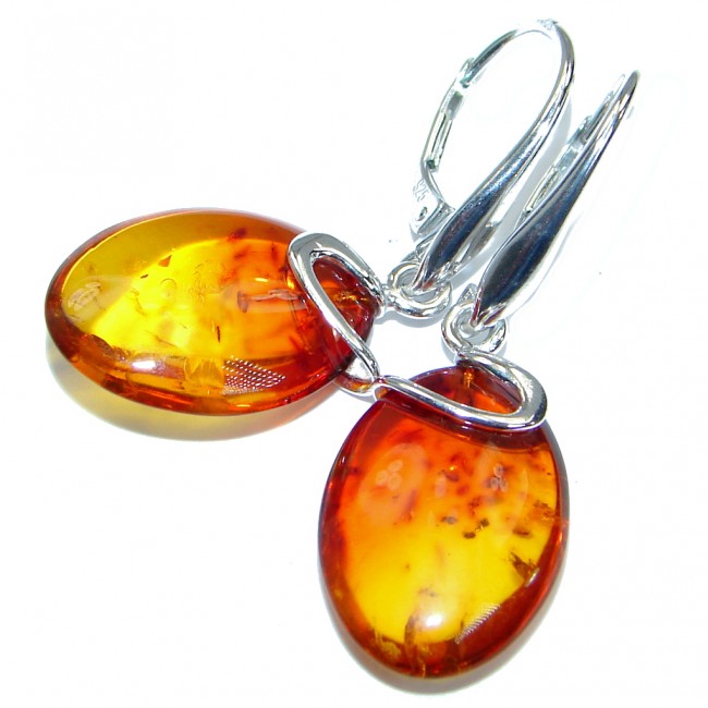 Genuine Baltic Amber .925 Sterling Silver handmade Earrings