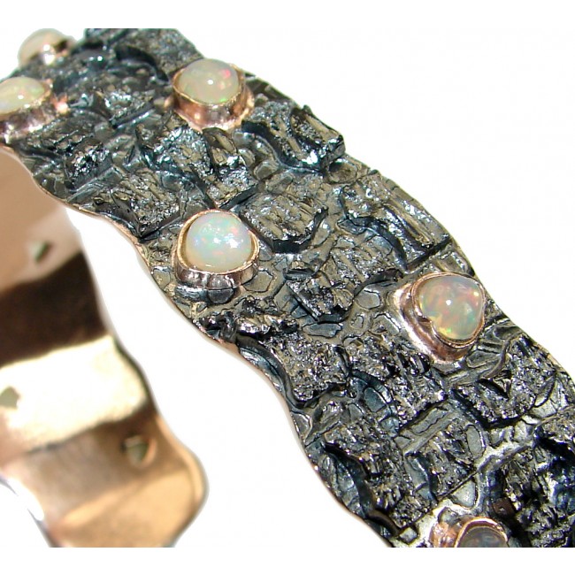 Sublime Ethiopian Opal Rose Gold Rhodium plated over .925 Sterling Silver Bracelet / Cuff