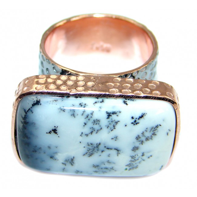 Snow Queen Dendritic Agate Rose Gold Rhodium Plated over Sterling Silver Ring s. 6