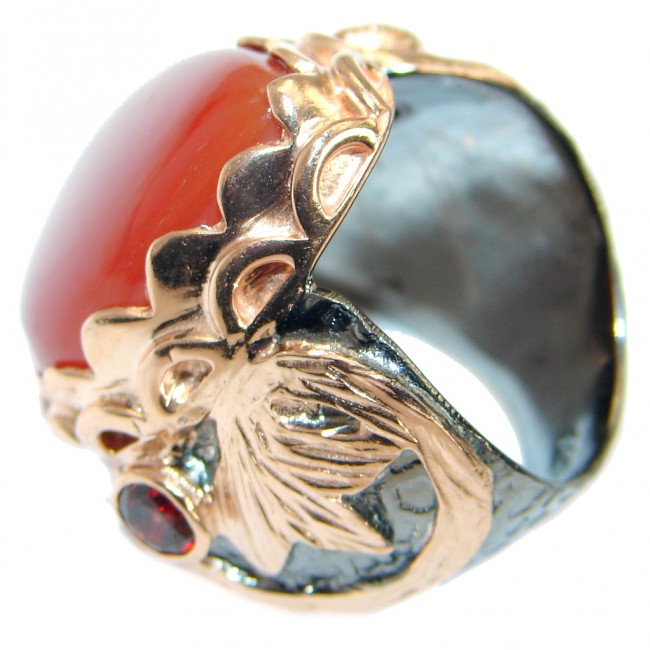 Genuine Carnelian Rose Gold over .925 Sterling Silver handcrafted Ring Size 7