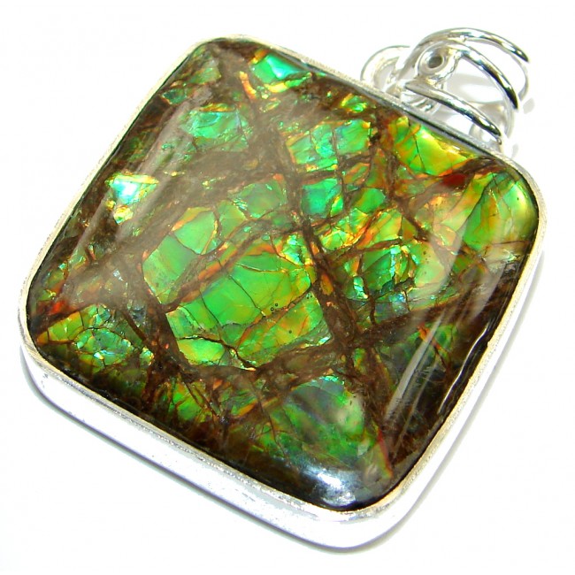 Authentic Beauty Canadian Ammolite .925 Sterling Silver handmade Pendant