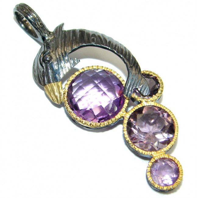 Authentic Amethyst Gold over .925 Sterling Silver handmade Pendant