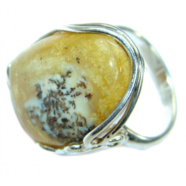 Genuine Butterscotch Baltic Polish Amber .925 Sterling Silver handmade Ring size 7 1/4