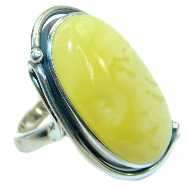 Genuine Butterscotch Baltic Polish Amber .925 Sterling Silver handmade Ring size 8