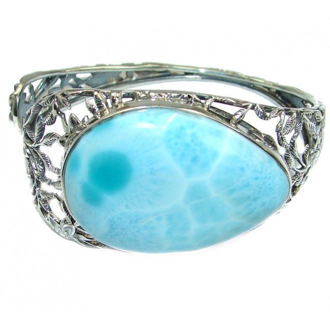 Authentic Larimar highly polished .925 Sterling Silver handmade Bracelet / Cuff