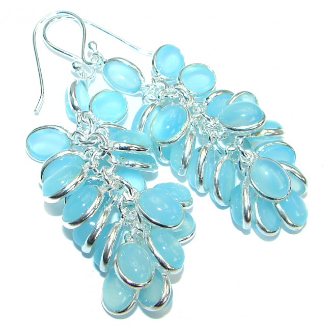 Sublime Blue Chalcedony Agate .925 Sterling Silver handmade stud earrings