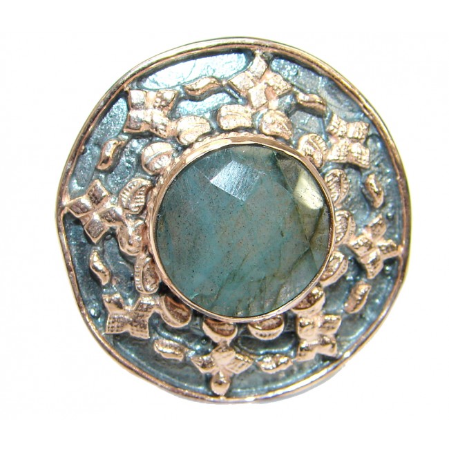 Vintage style Labradorite .925 Sterling Silver handmade ring size 7 adjustable