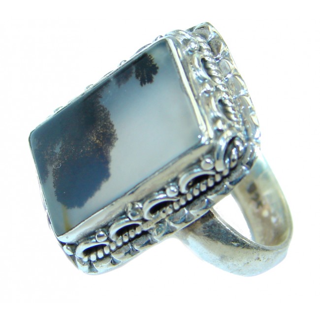 Classic Brown Montana Agate .925 Sterling Silver ring; s. 8