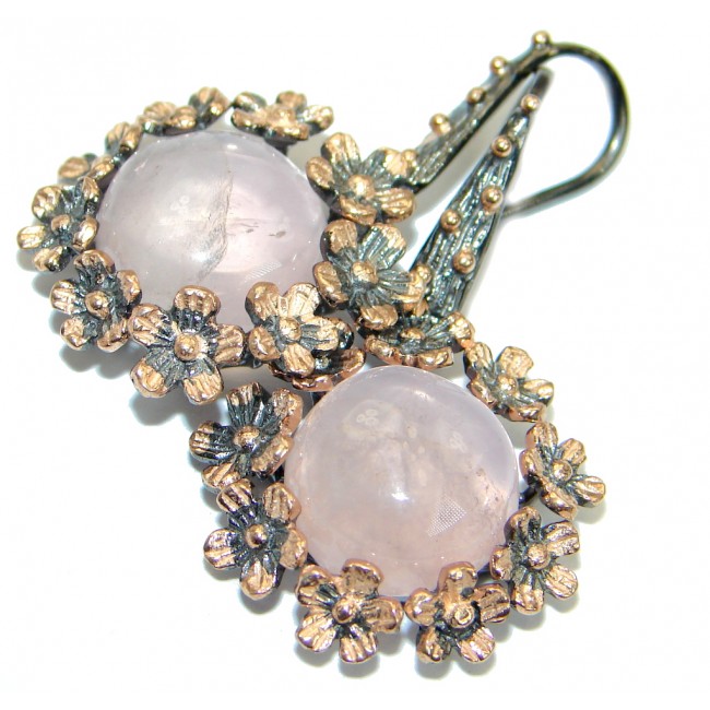 Enchanted Garden genuine Rose Quartz .925 Sterling Silver handmade earrings